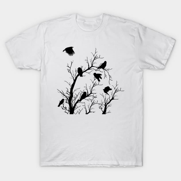 Crows in Tree Tops T-Shirt by SWON Design
